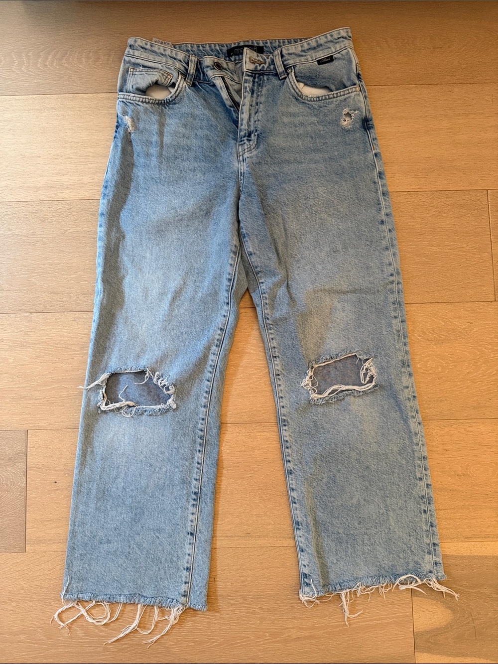 Mavi Light Blue Distressed Straight-Leg Jeans